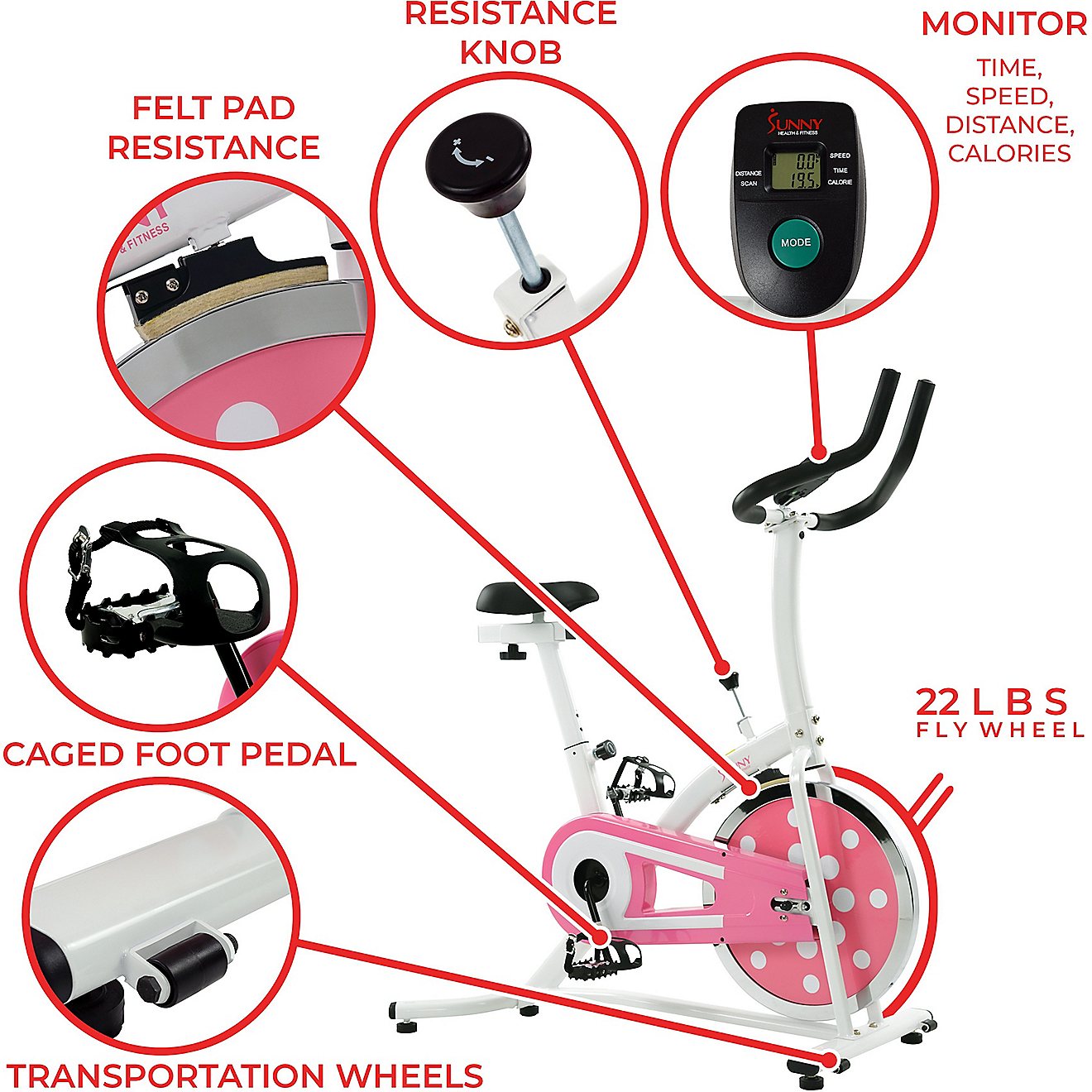 Sunny Health & Fitness P8100 Indoor Cycling Exercise Bike                                                                        - view number 3