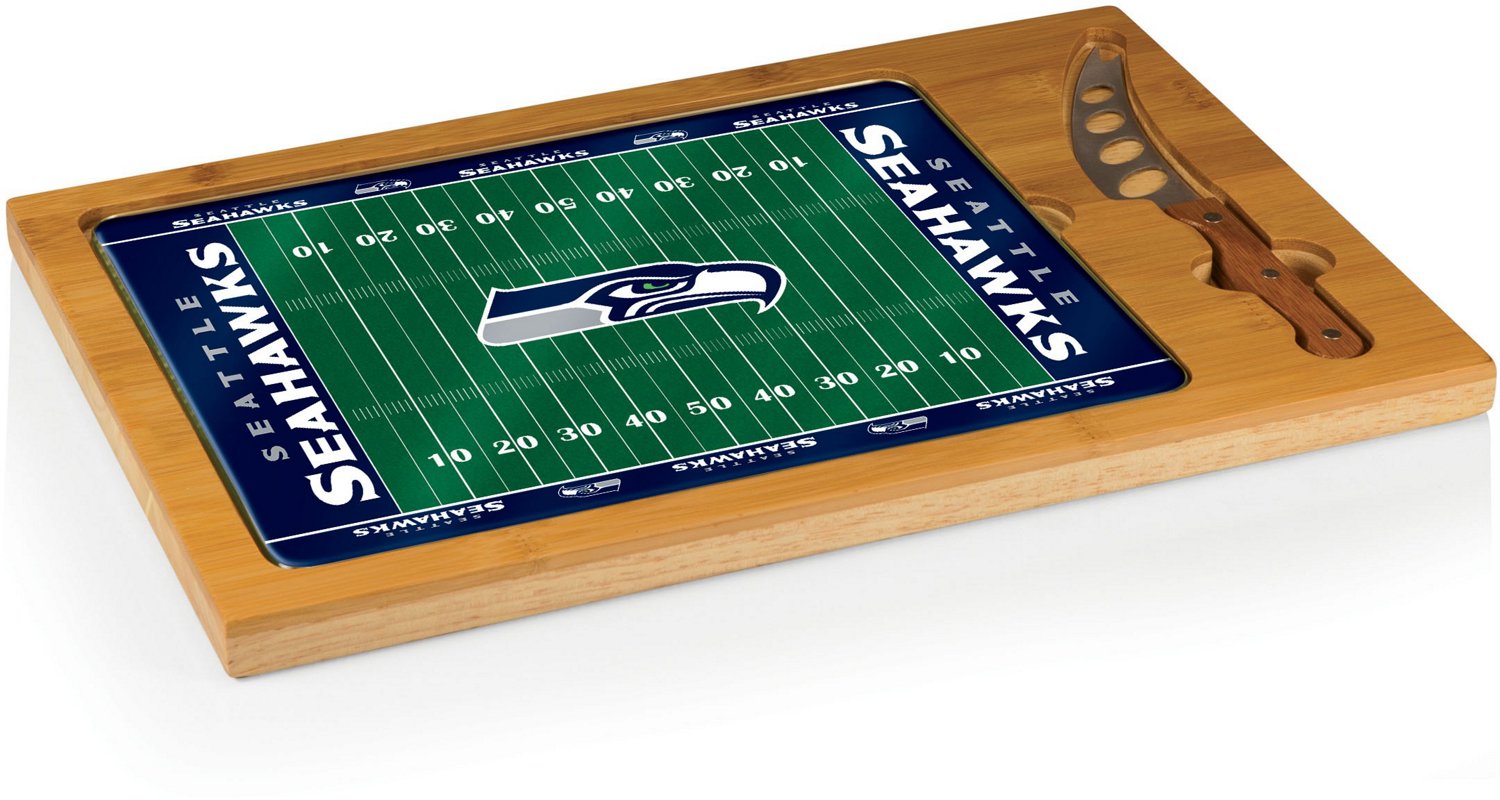 Picnic Time Seattle Seahawks Icon Glass-Top Cutting Board and Knife Set