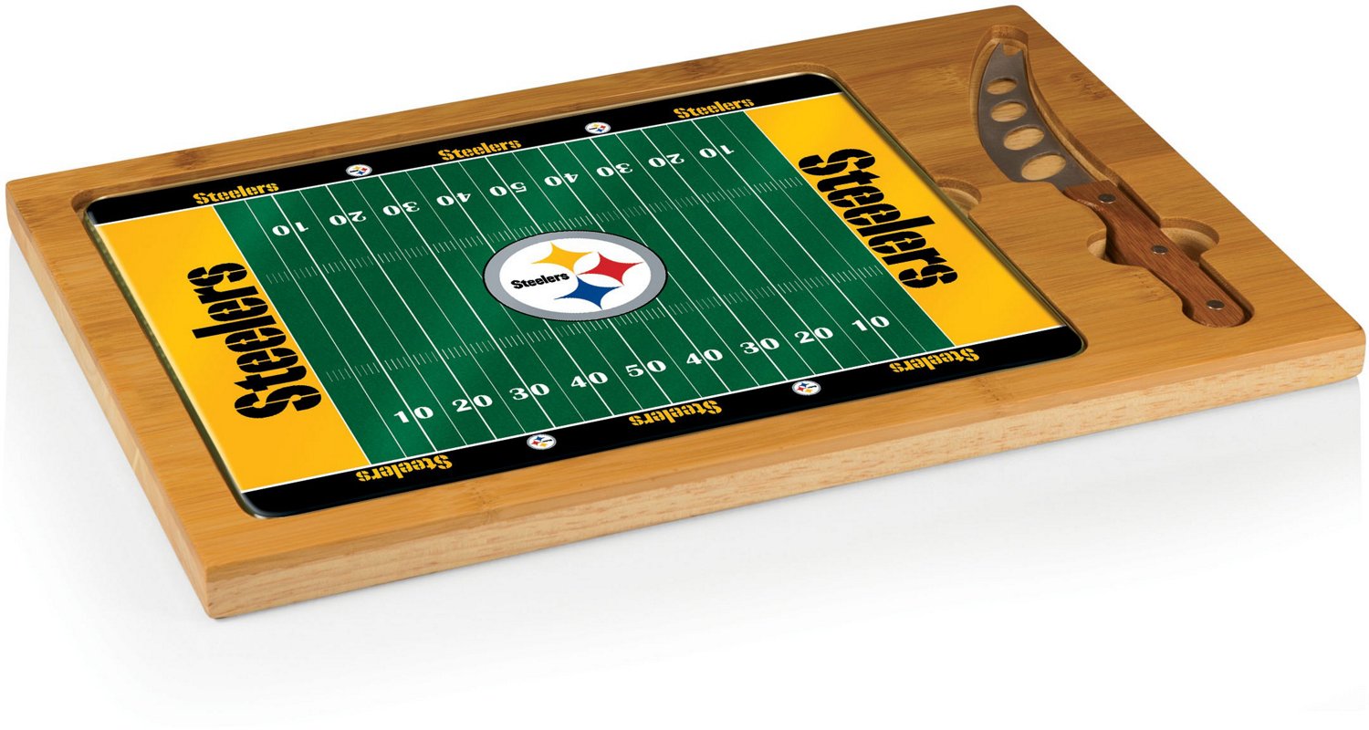 Picnic Time Pittsburgh Steelers Icon Glass-Top Cutting Board and Knife Set