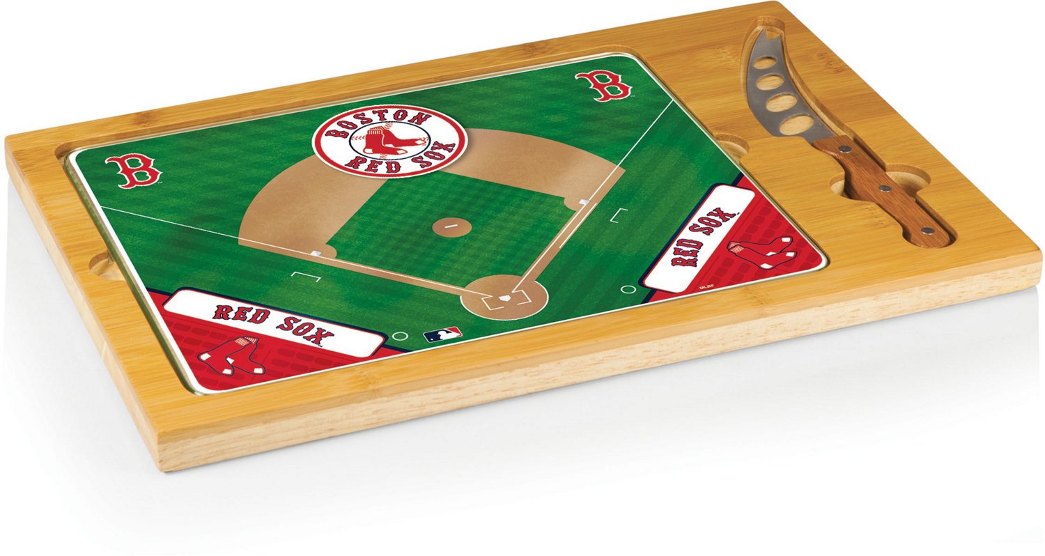 Picnic Time Boston Red Sox Icon Glass Top Cutting Board and Knife Set to entertain