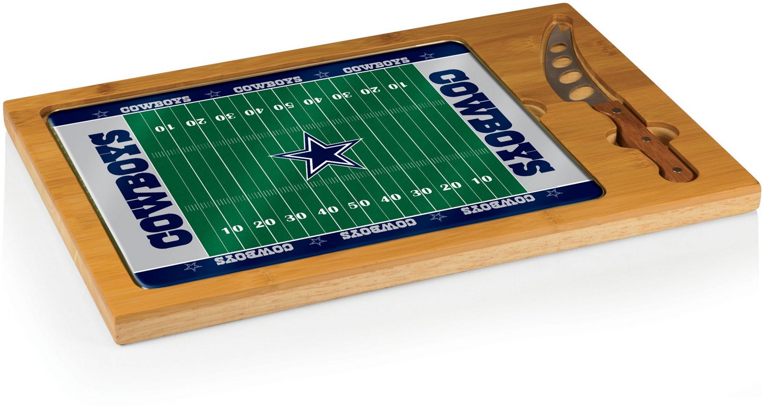 Picnic Time Dallas Cowboys Icon Glass Top Cutting Board and Knife Set