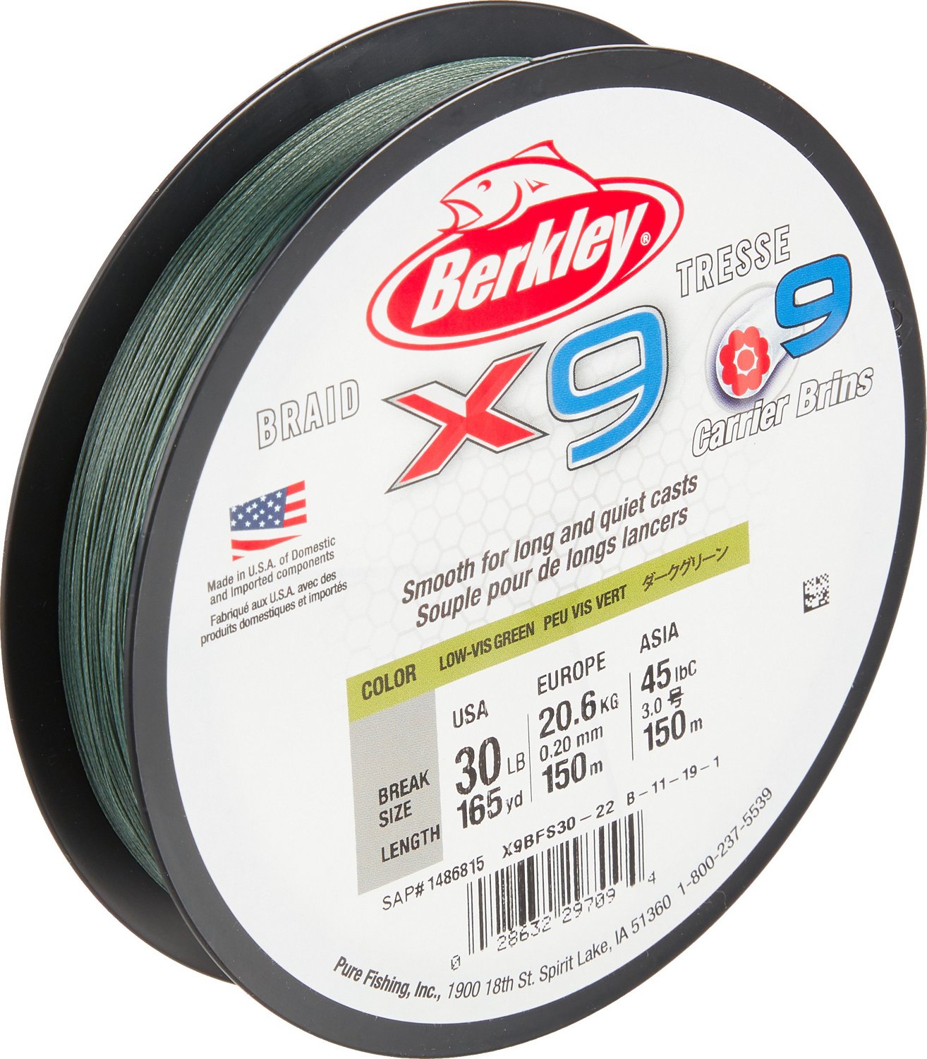 Academy Sports + Outdoors Berkley® x9 Braid Fishing Line