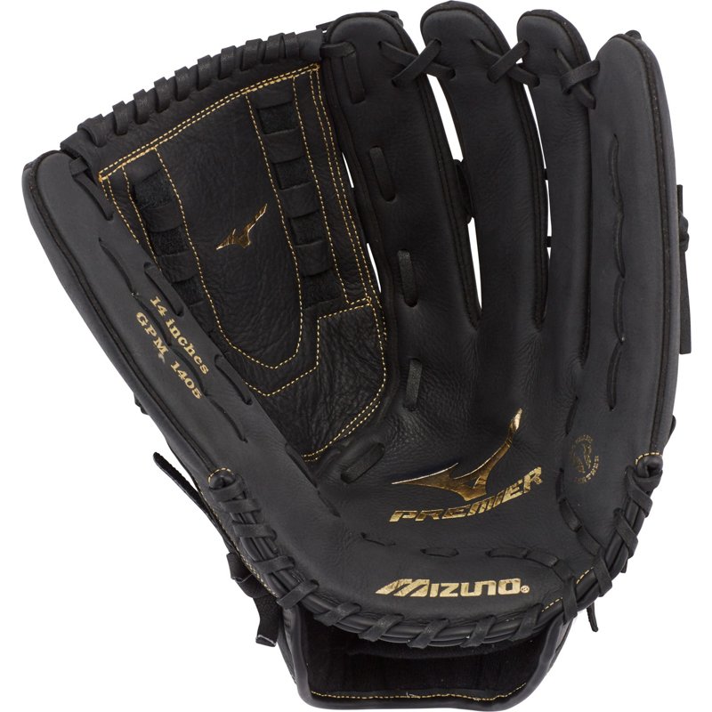 Mizuno Premier Series 14 in Slow-Pitch Softball Glove Black/Gold - Sball/Bball Glove And Mitt at Academy Sports