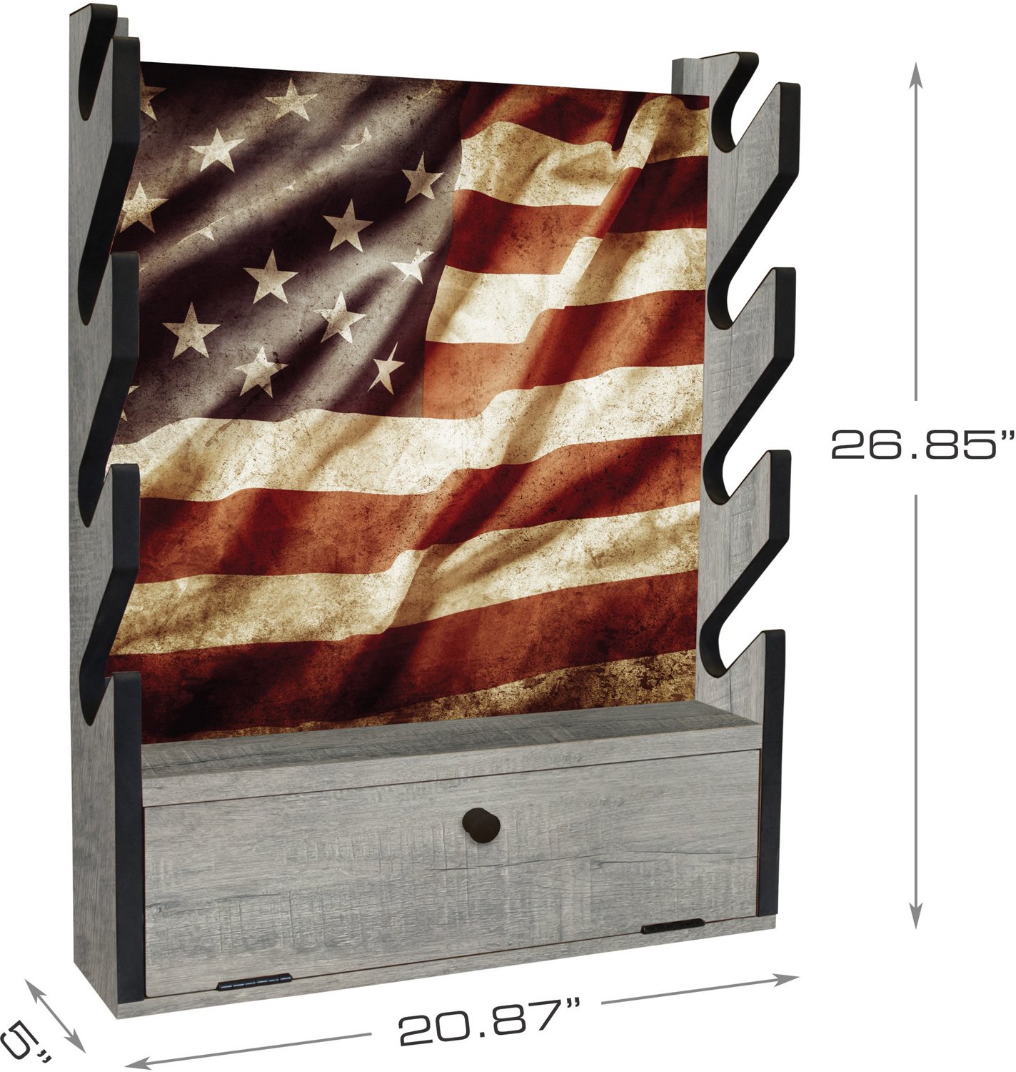 Rush Creek Americana 4-Gun Wall Rack with Storage                                                                                - view number 2