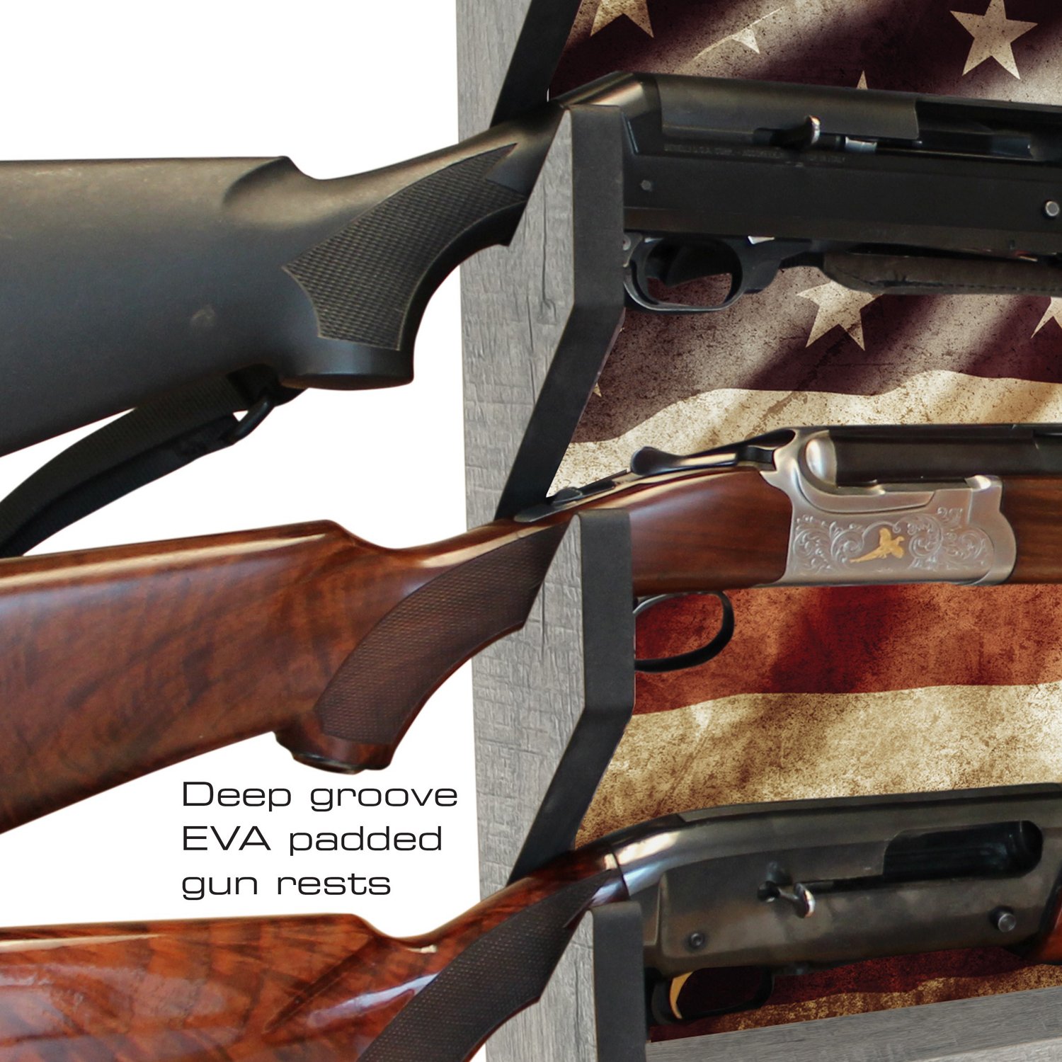 Rush Creek Americana 4-Gun Wall Rack with Storage                                                                                - view number 6