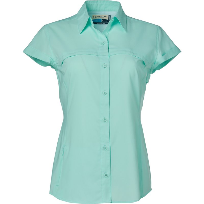 Magellan Outdoors Women's Overcast Fishing Button-Down Shirt Beach Glass, X-Small - Women's Fishing Tops at Academy Sports