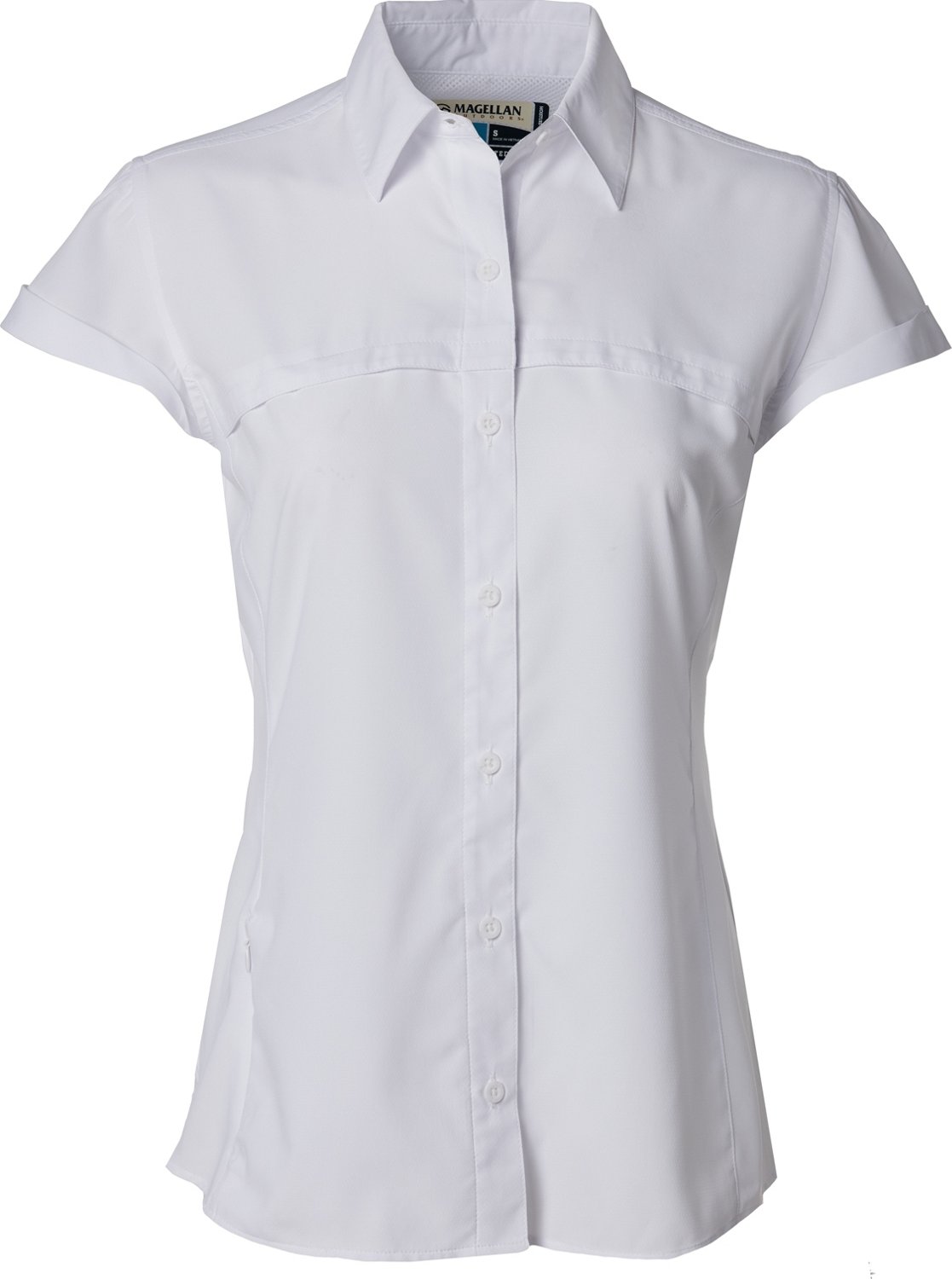 Habit Womens Short Sleeve Fishing Button Down Shirt Size Medium Grey 