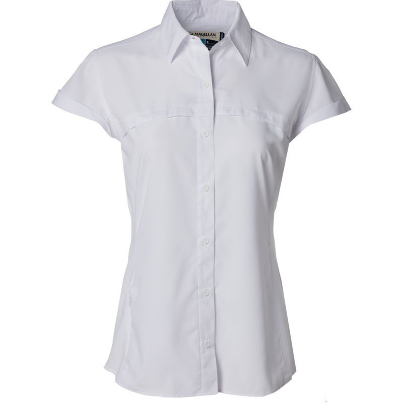 Magellan Outdoors Women's Overcast Fishing Button-Down Shirt Bright White, Large - Women's Fishing Tops at Academy Sports