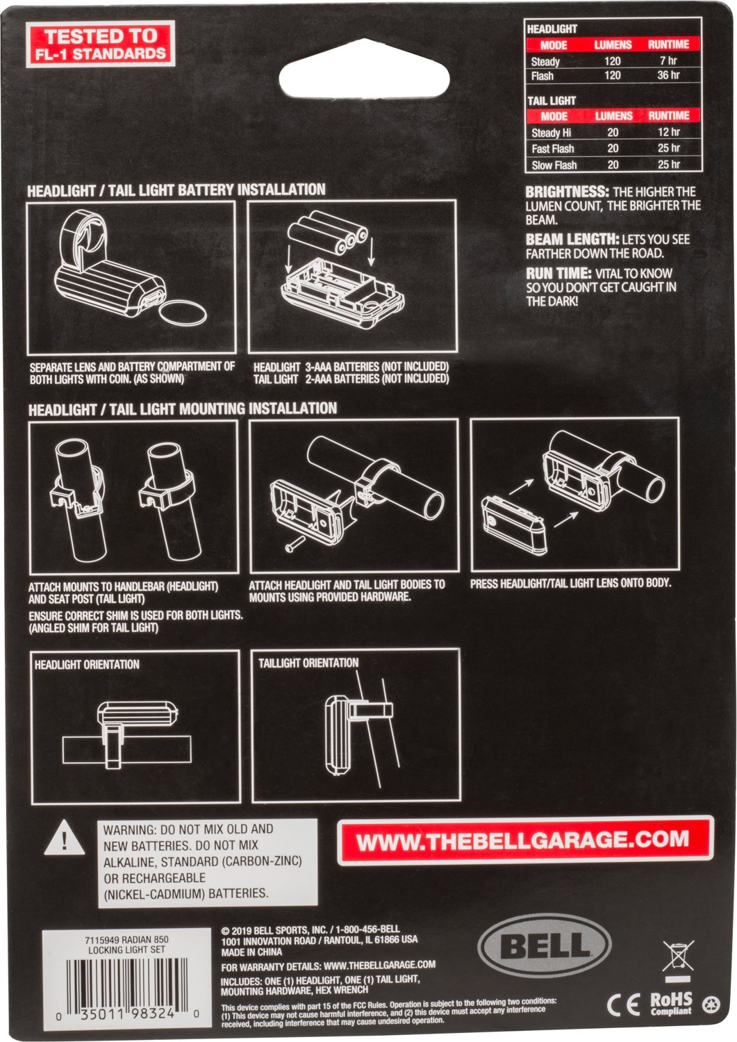 bell radian 450 locking light set instructions