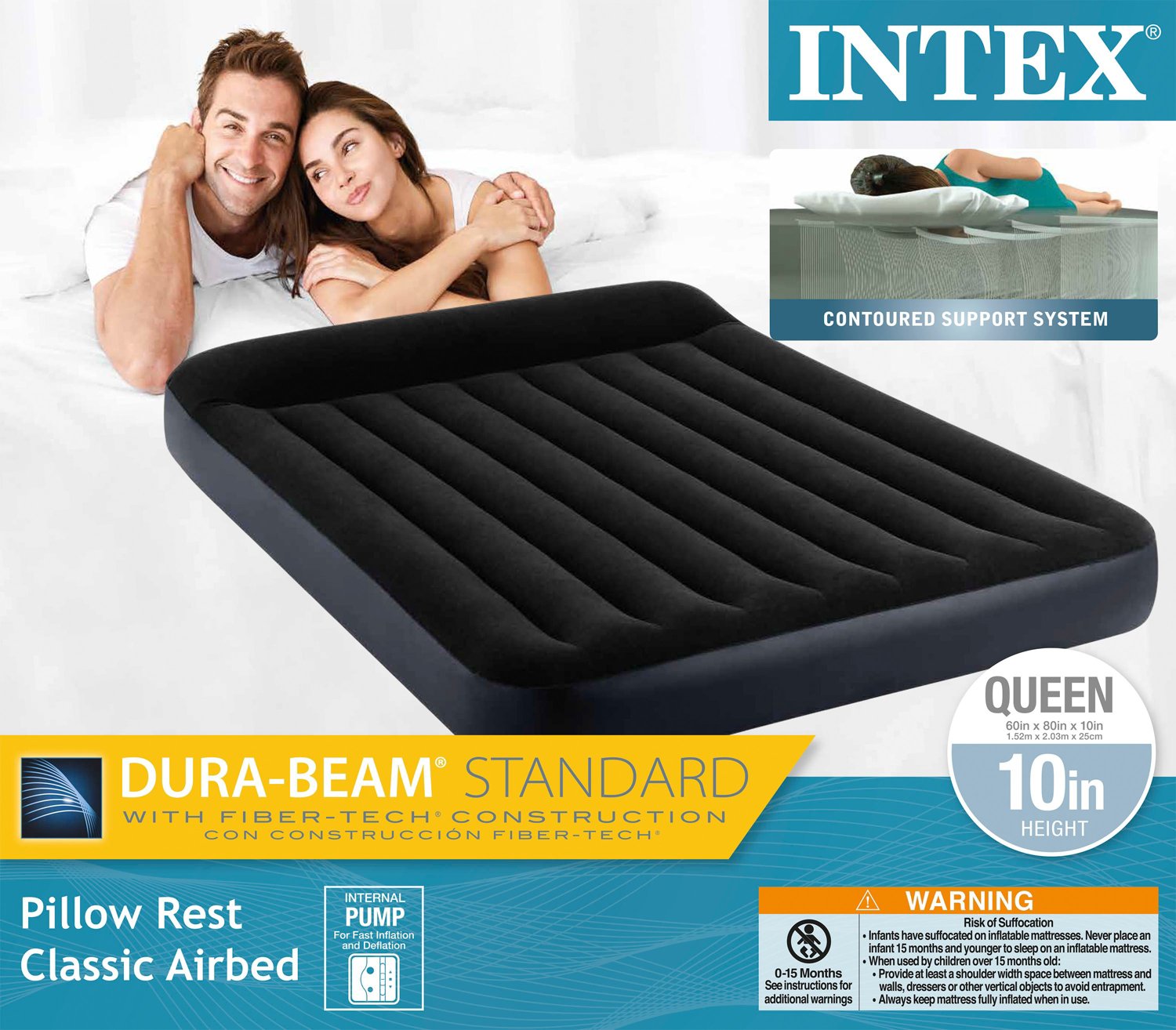 INTEX Dura-Beam Pillow Rest Classic Queen Airbed with Built-In Pump - view number 3