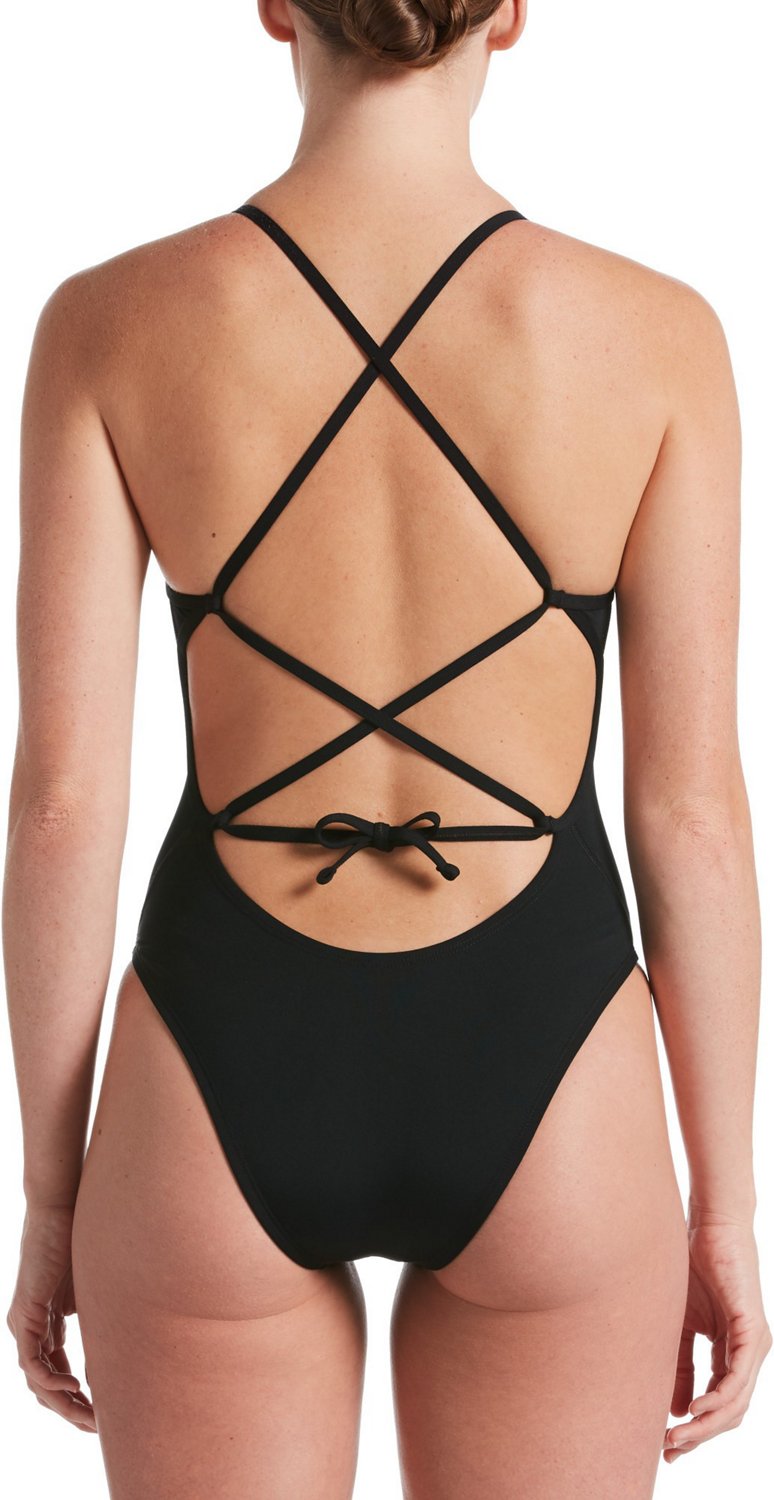 Nike Women's HydraStrong Solid Lace Up Tie Back 1-Piece Swimsuit - view number 2