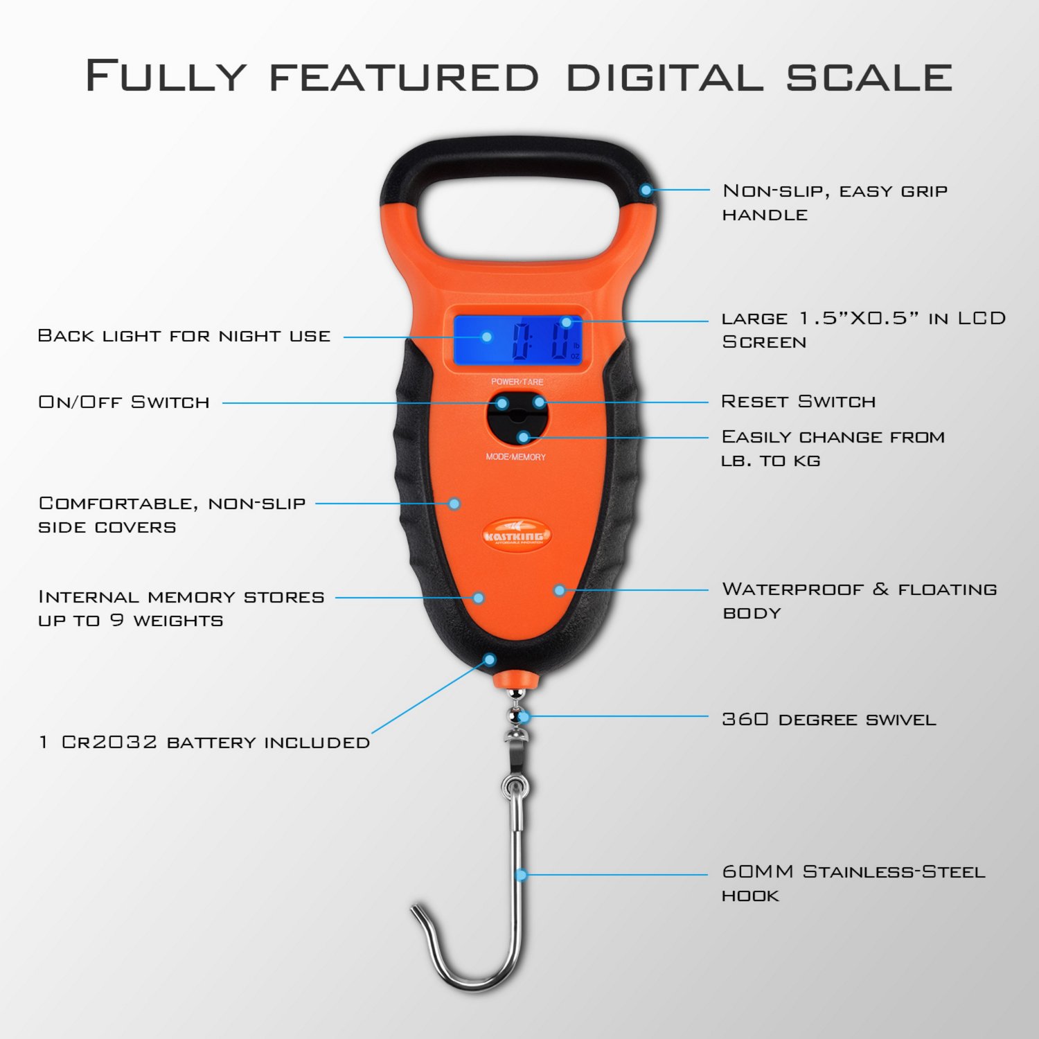 KastKing Digital Fishing Scale with Lip Gripper Academy