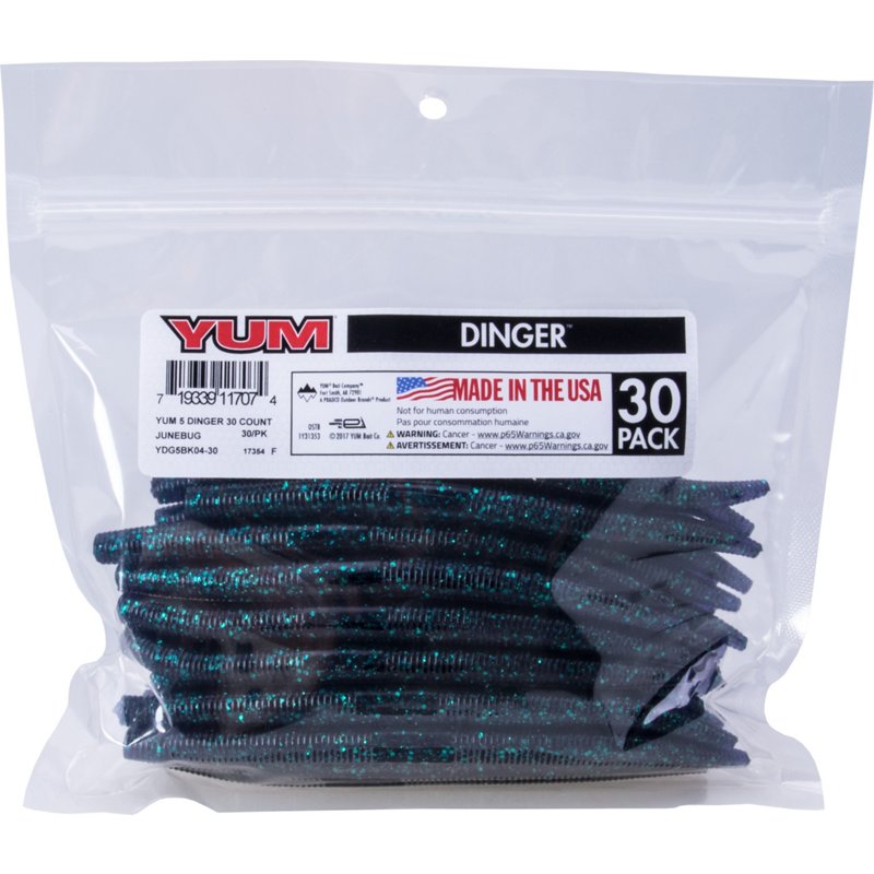 YUM Dinger Soft Bait Bulk Pack, Junebug