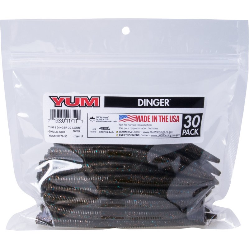 YUM Dinger Soft Bait Bulk Pack, Ghillie Suit