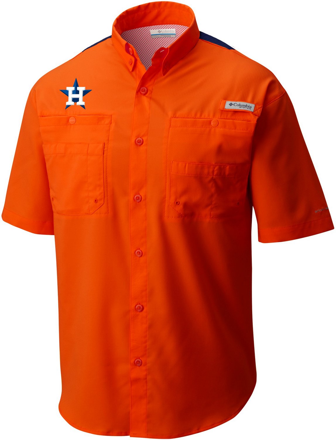 Columbia Sportswear Men's Houston Astros Color Block Tamiami Short Sleeve  Shirt