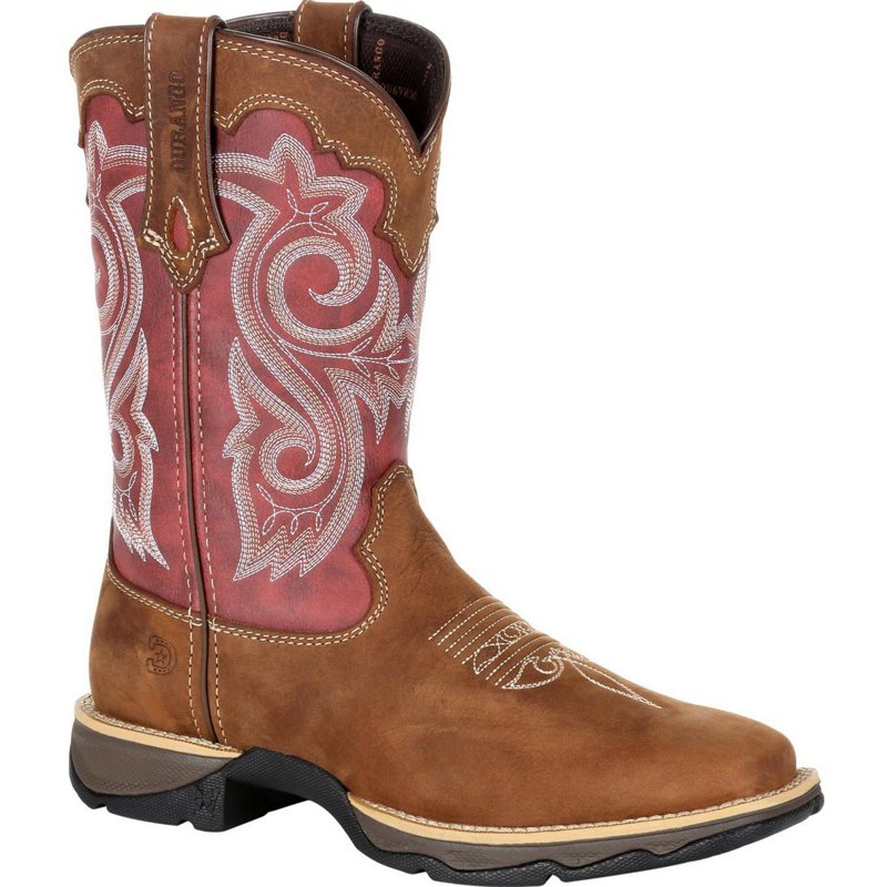 Women's Western Boot, 11 M, Leather, 10 in H, Briar Brown/Rusty Red