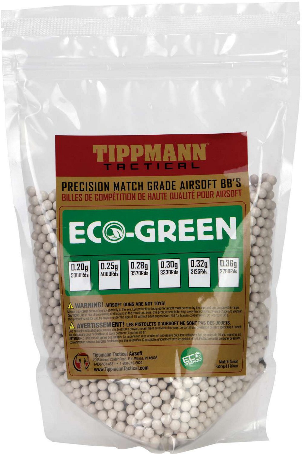 Tippmann Eco-Green Tactical Precision Match Grade 0.25 g Airsoft BBs 4,000-Count                                                 - view number 1 selected