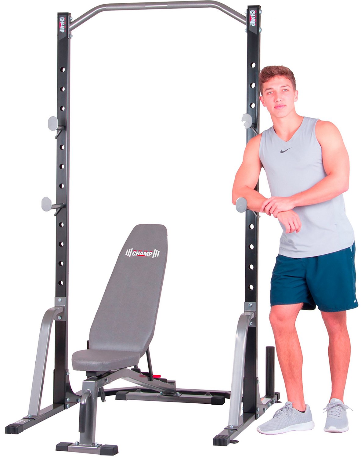 Body Champ 2 Piece Power Rack with Weight Bench Academy