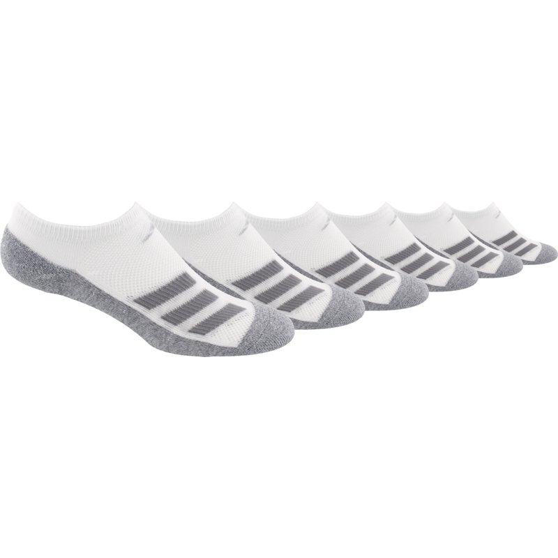 adidas Youth Cushioned Angle Stripe No Show Socks 6 Pack White, Large - Athletic Socks at Academy Sports