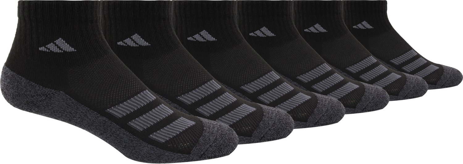 adidas Cushioned Angle Stripe Quarter Performance Socks 6 Pack | Academy