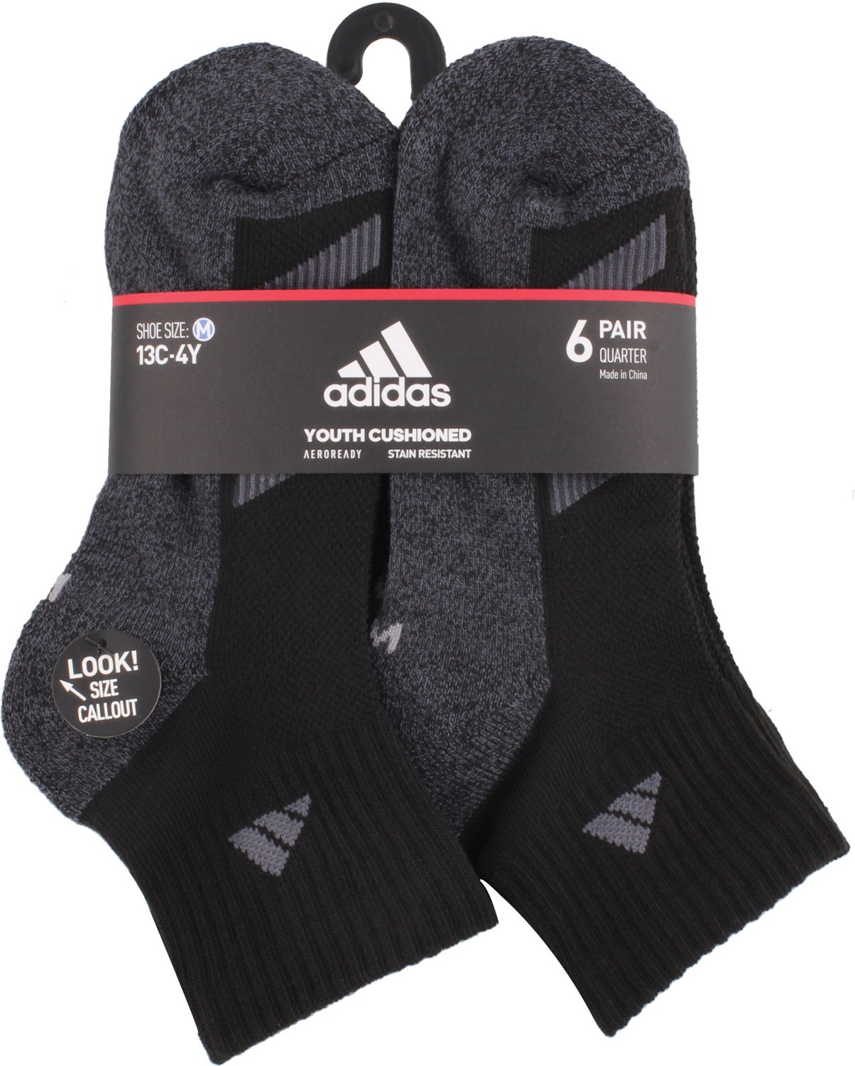 adidas Cushioned Angle Stripe Quarter Performance Socks 6 Pack | Academy