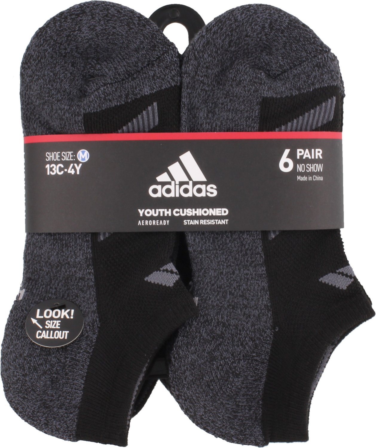 adidas Youth Cushioned Angle Stripe No Show Socks 6 Pack                                                                         - view number 2