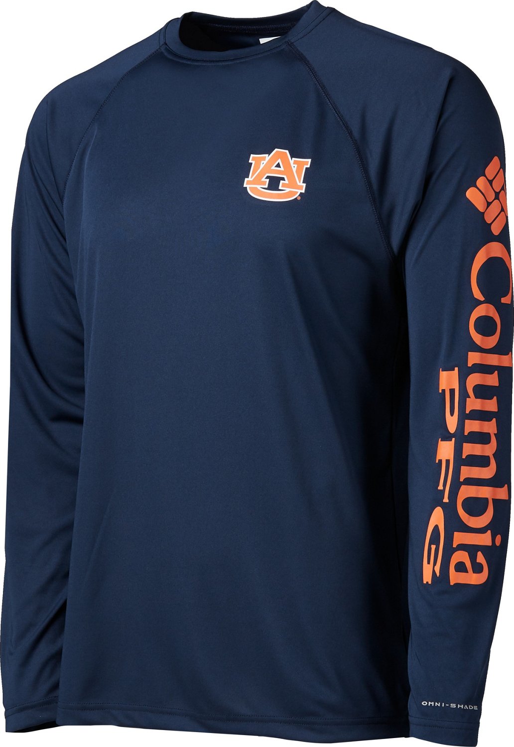 Columbia Men's Auburn Tigers Terminal Tackle Long Sleeve T-Shirt, Navy, Size: Large