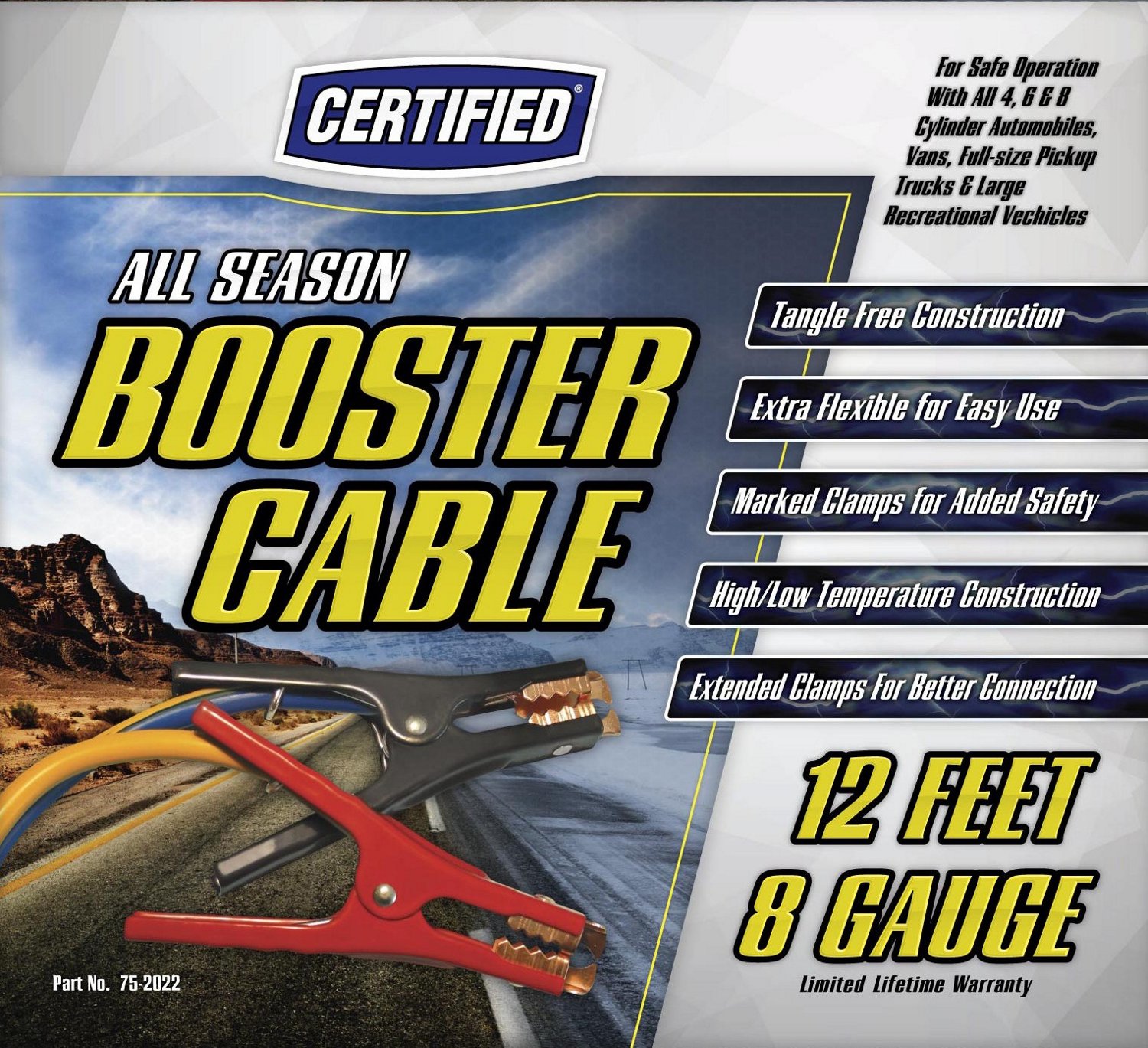Certified 12 ft 8 Gauge Booster Cables Academy