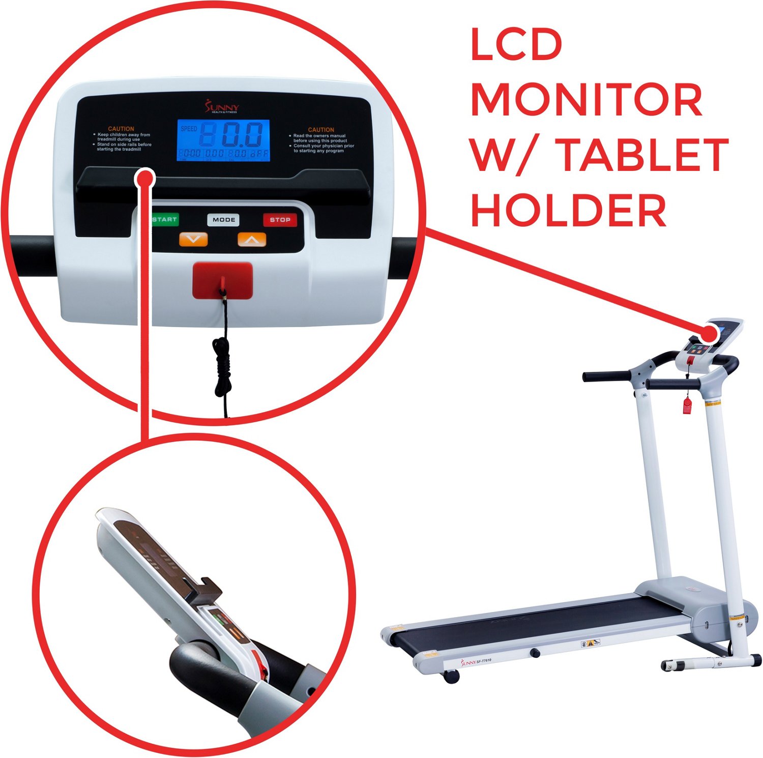 Sunny Health & Fitness Easy Assembly Folding Treadmill - view number 4
