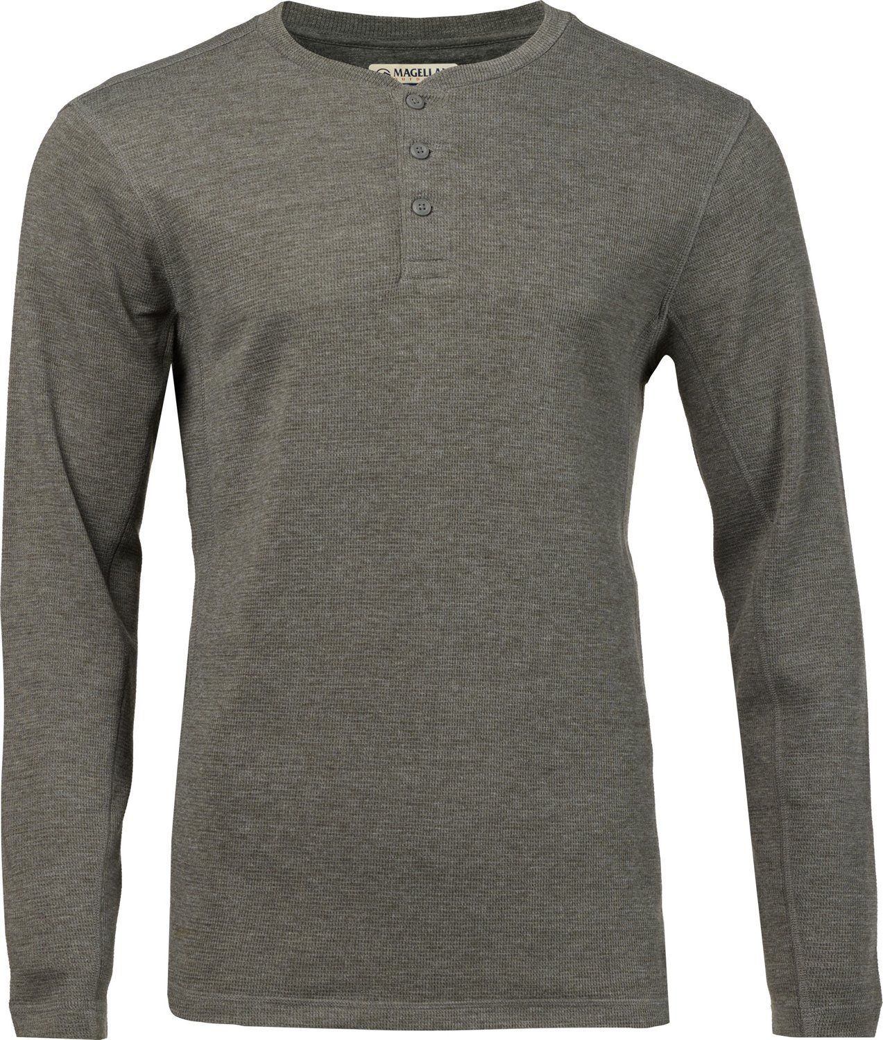 Magellan Outdoors Men's Base Camp Thermal Heathered Long Sleeve Henley Top