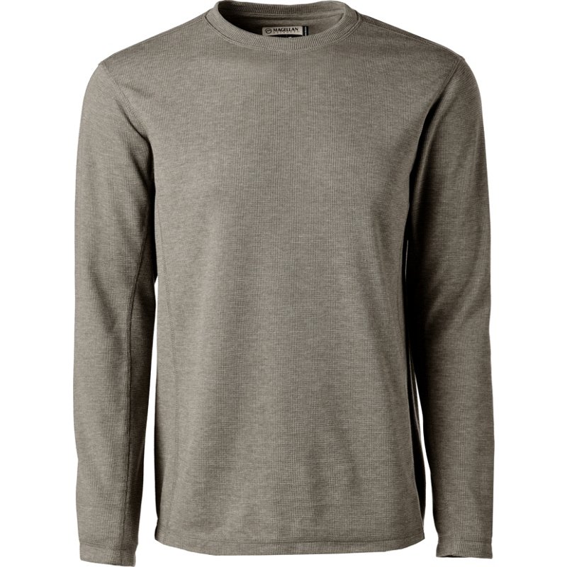 Magellan Outdoors Men's Base Camp Thermal Heathered Long Sleeve Crew Top Slate Heather, Medium - Branded Graphic T's at Academy Sports