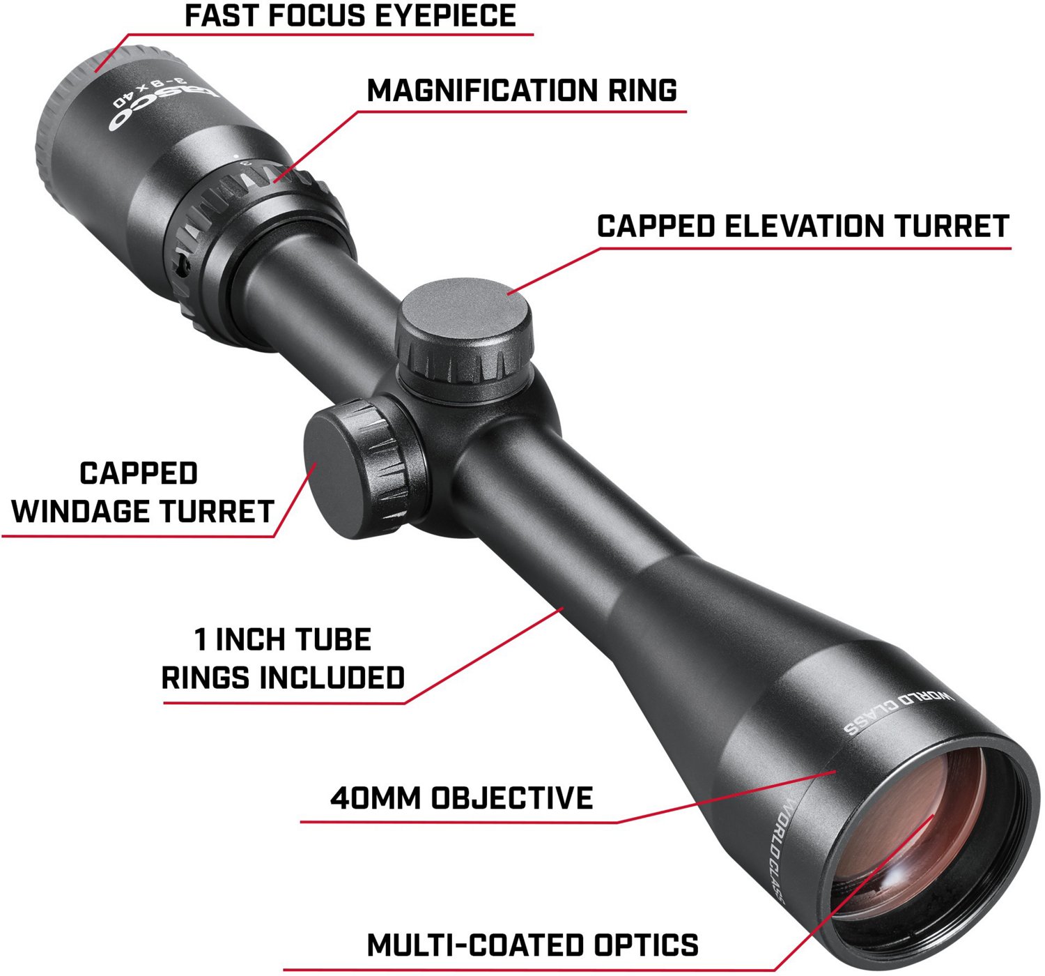 Amazon.com : TASCO World Class 3-9X40 30/30 Duplex W/Rings