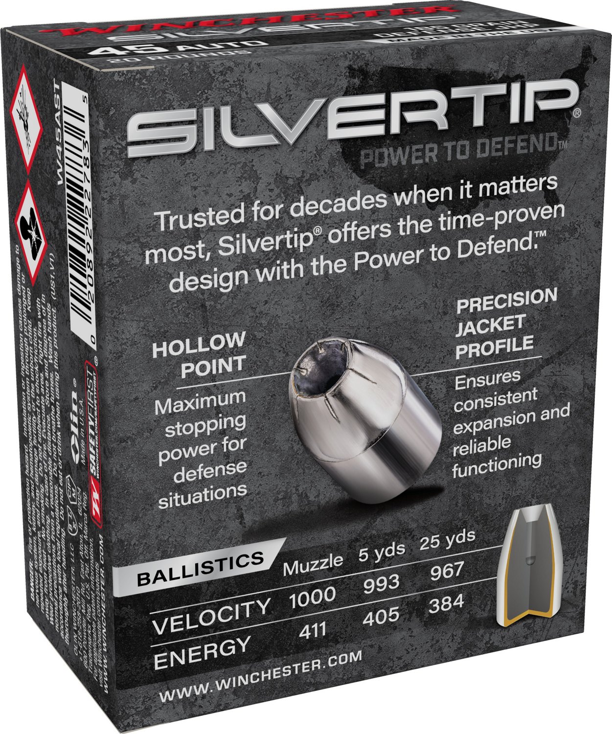 Winchester Silvertip .45 ACP 185-Grain Centerfire Rifle Ammunition ...