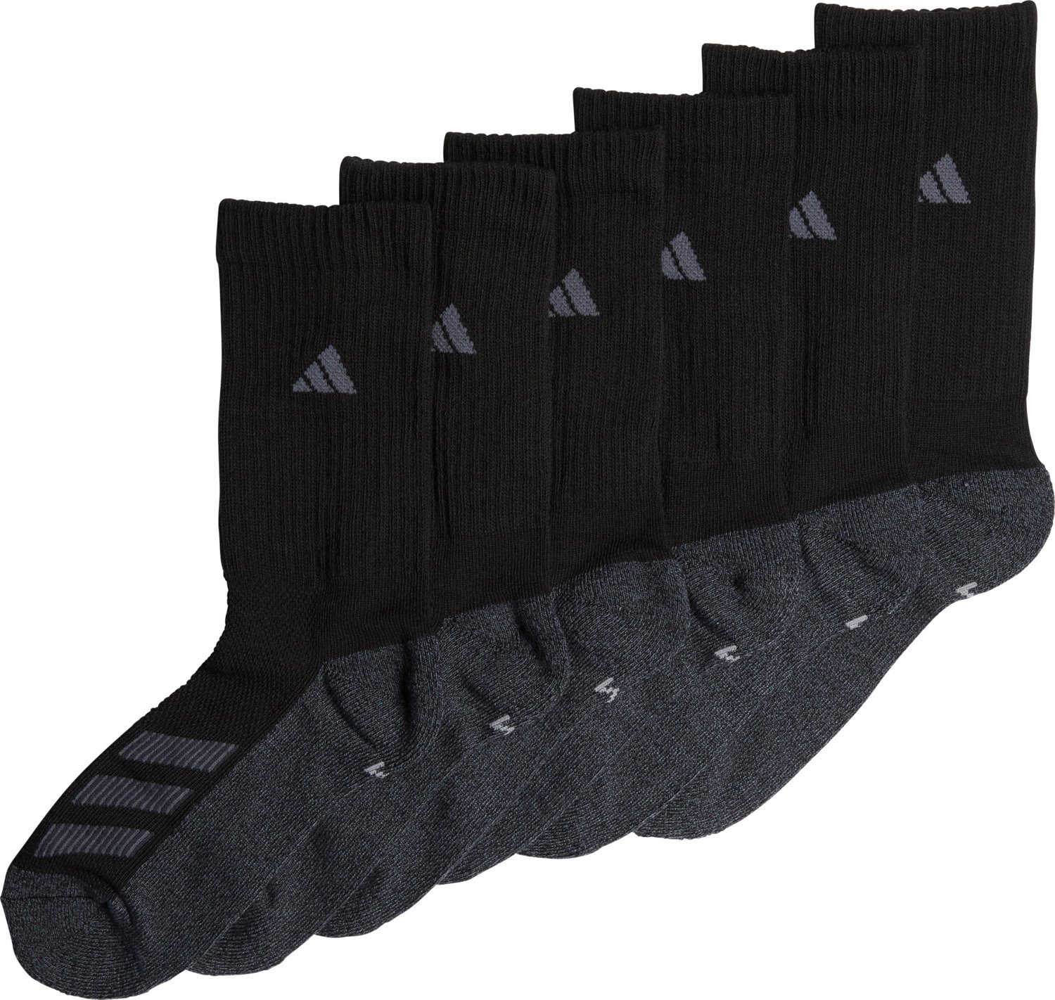 adidas Youth Cushioned Angle Stripe Crew Socks 6Pack Academy