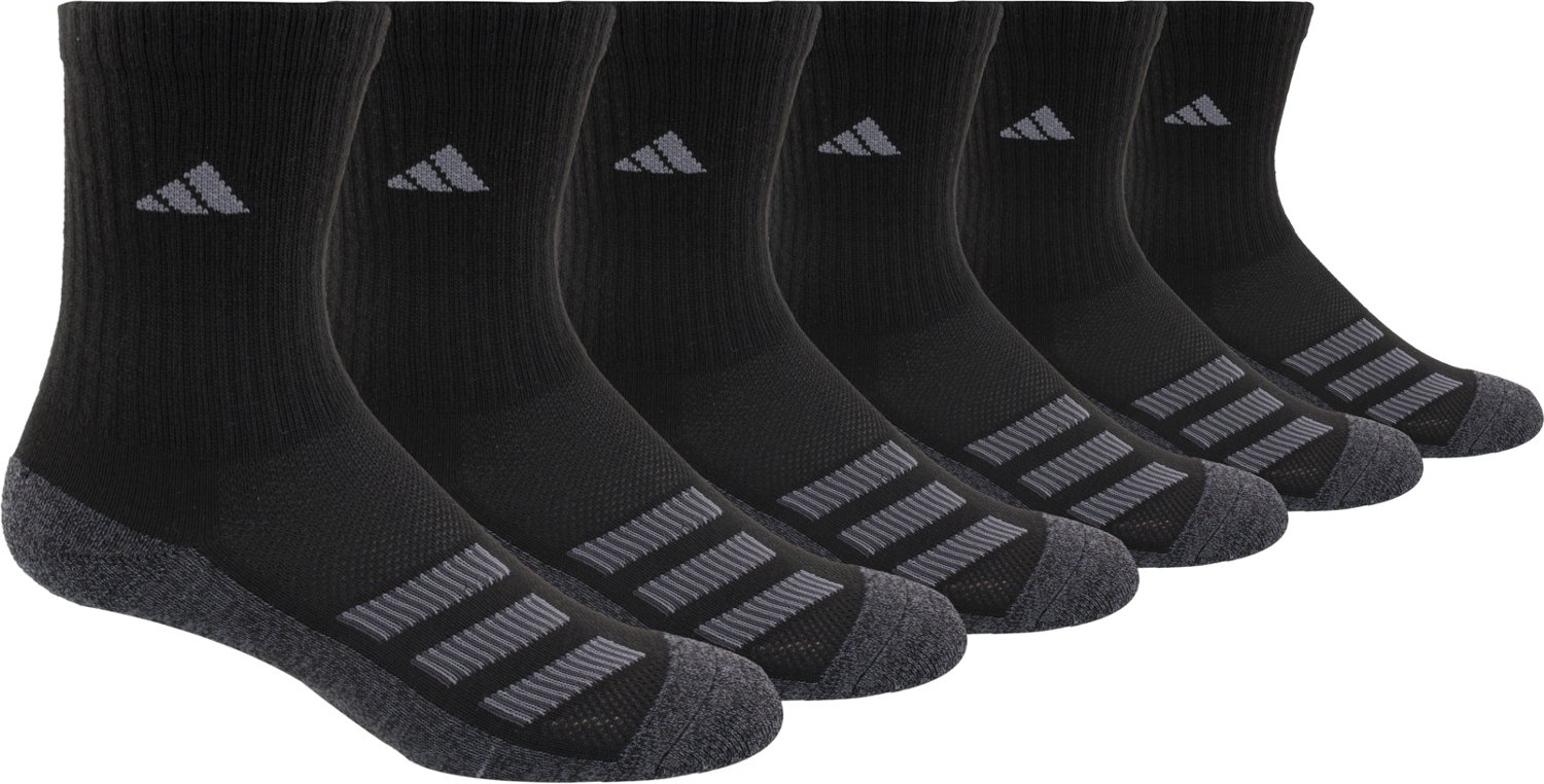 adidas Youth Cushioned Angle Stripe Crew Socks 6-Pack | Academy