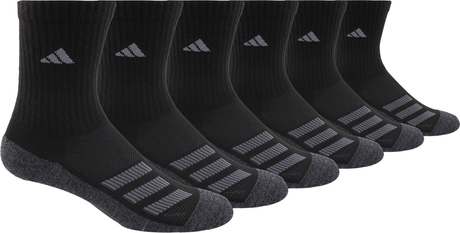 adidas Athletic Cushioned Crew Socks 6 Pairs - Black, Q10386