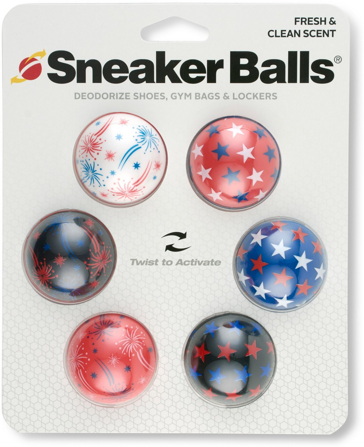 Sneaker Balls Patriotic Firework Stars Shoe Deodorizers 6-Pack