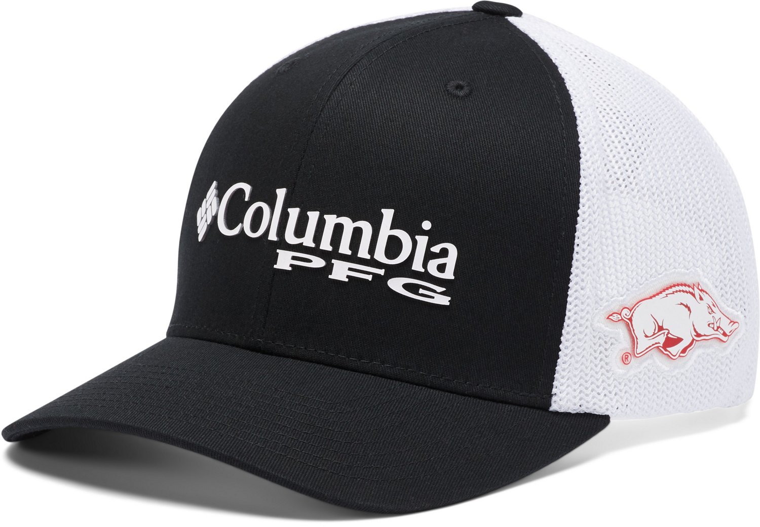 Columbia Sportswear Men's University of Arkansas PFG Mesh Snap Back Ball Cap - view number 1