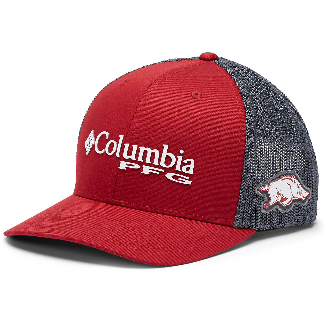 Columbia Sportswear Men's University of Arkansas PFG Mesh Snap Back Ball Cap                                                     - view number 1