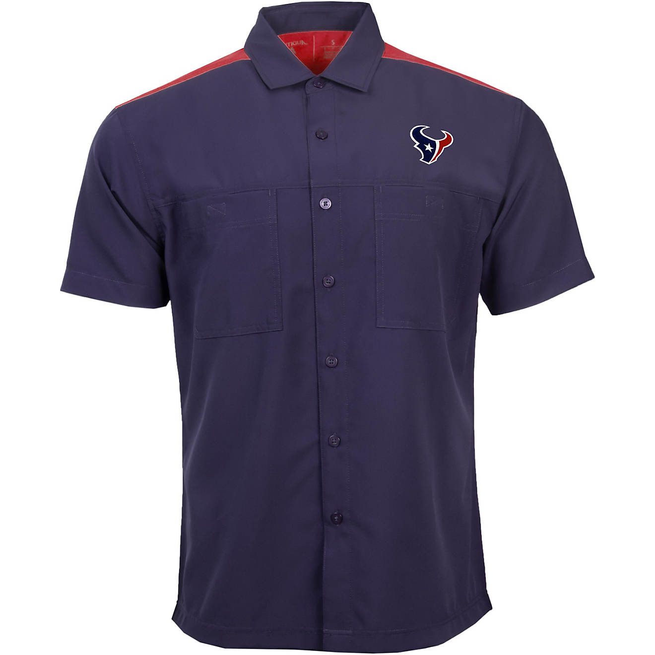 Antigua Men's Houston Texans Angler Woven Button-Down T-shirt                                                                    - view number 1