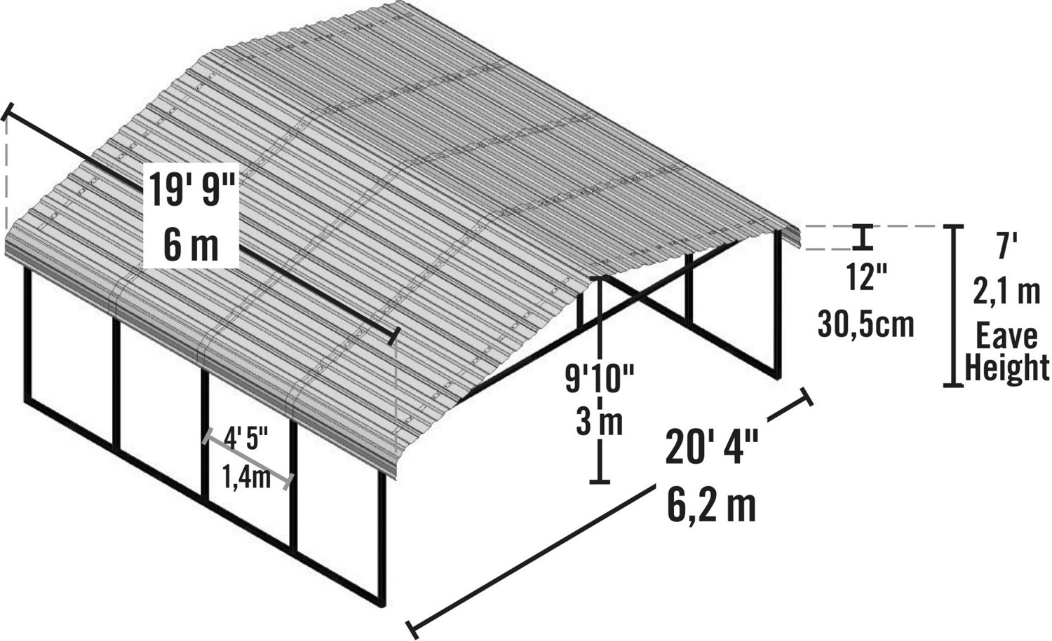 Arrow Carport 20 x 20                                                                                                            - view number 4