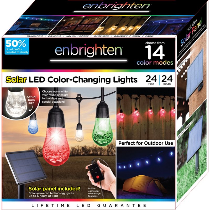 Enbrighten Color Select 24-ft USB LED String Lights with Solar Panel Clear - Patio Accessories/Heating at Academy Sports