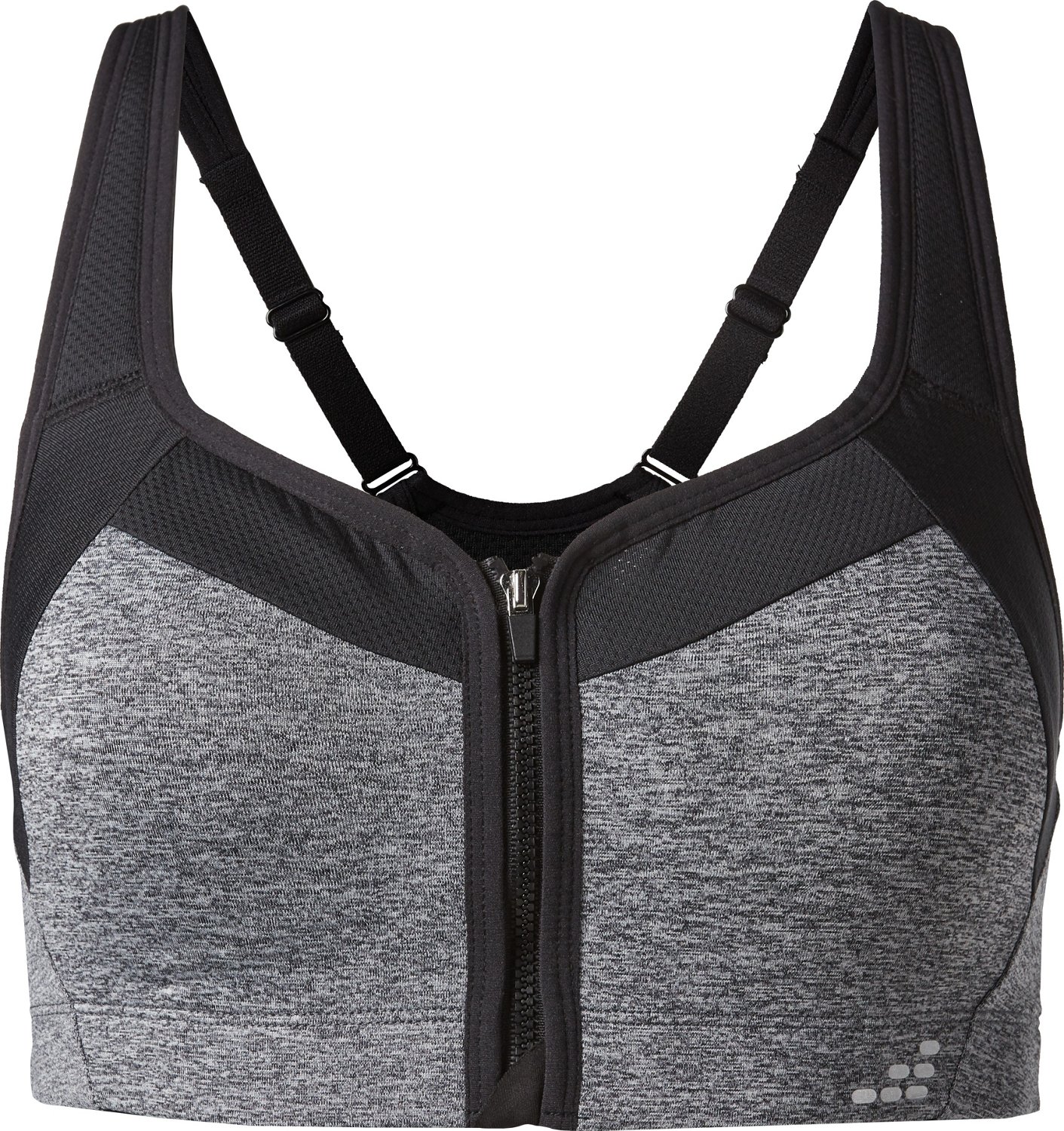 bcg, Intimates & Sleepwear, Bcg Womens Seamless Zip Front Mid Impact Sports  Bra Size Xl Color Grey Black