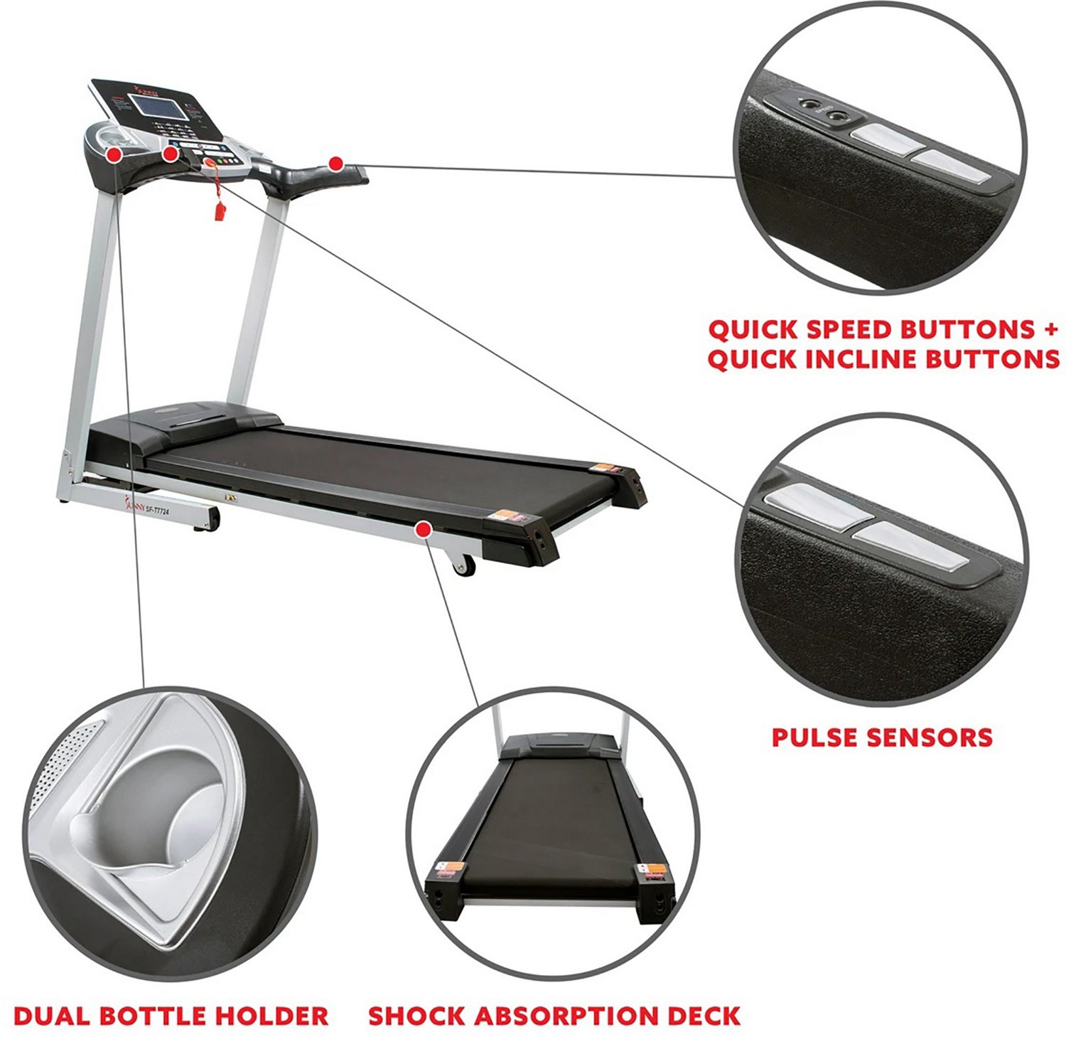 Sunny Health & Fitness Energy Flex Motorized Treadmill Academy