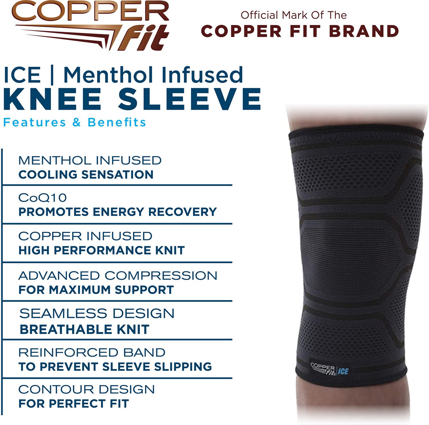 Copper Fit Ice Menthol Infused Compression Knee Sleeve