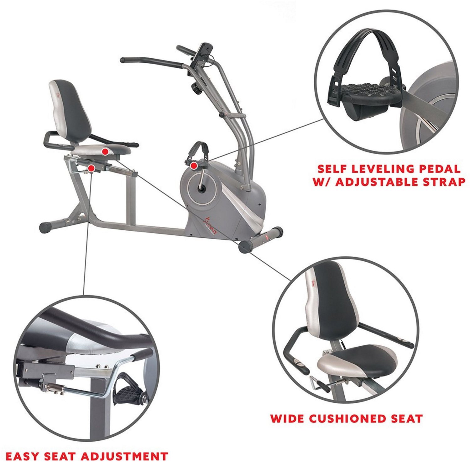 Sunny Health & Fitness Cross Trainer Magnetic Recumbent Bike & Arm Exercisers                                                    - view number 3