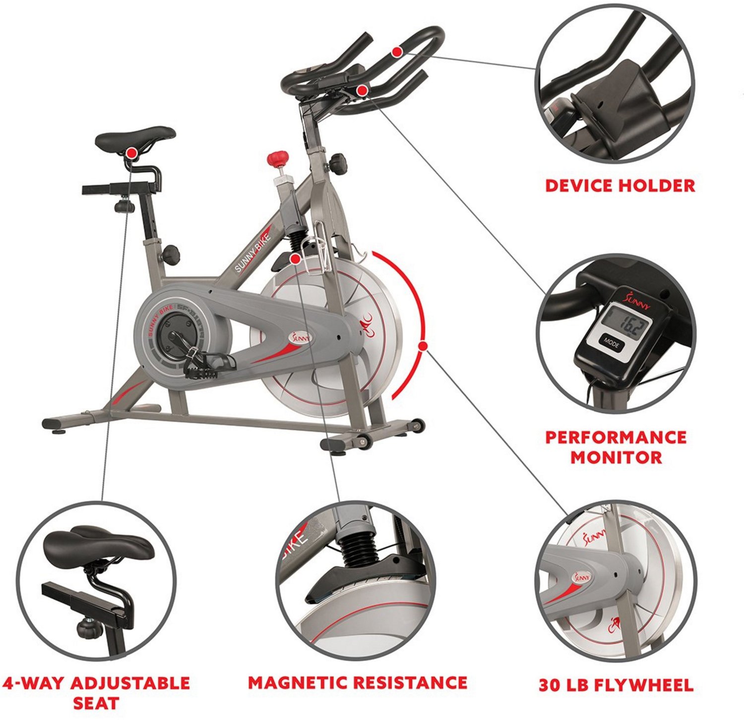 Sunny Health &Fitness Synergy Magnetic Indoor Cycling Bike - view number 2