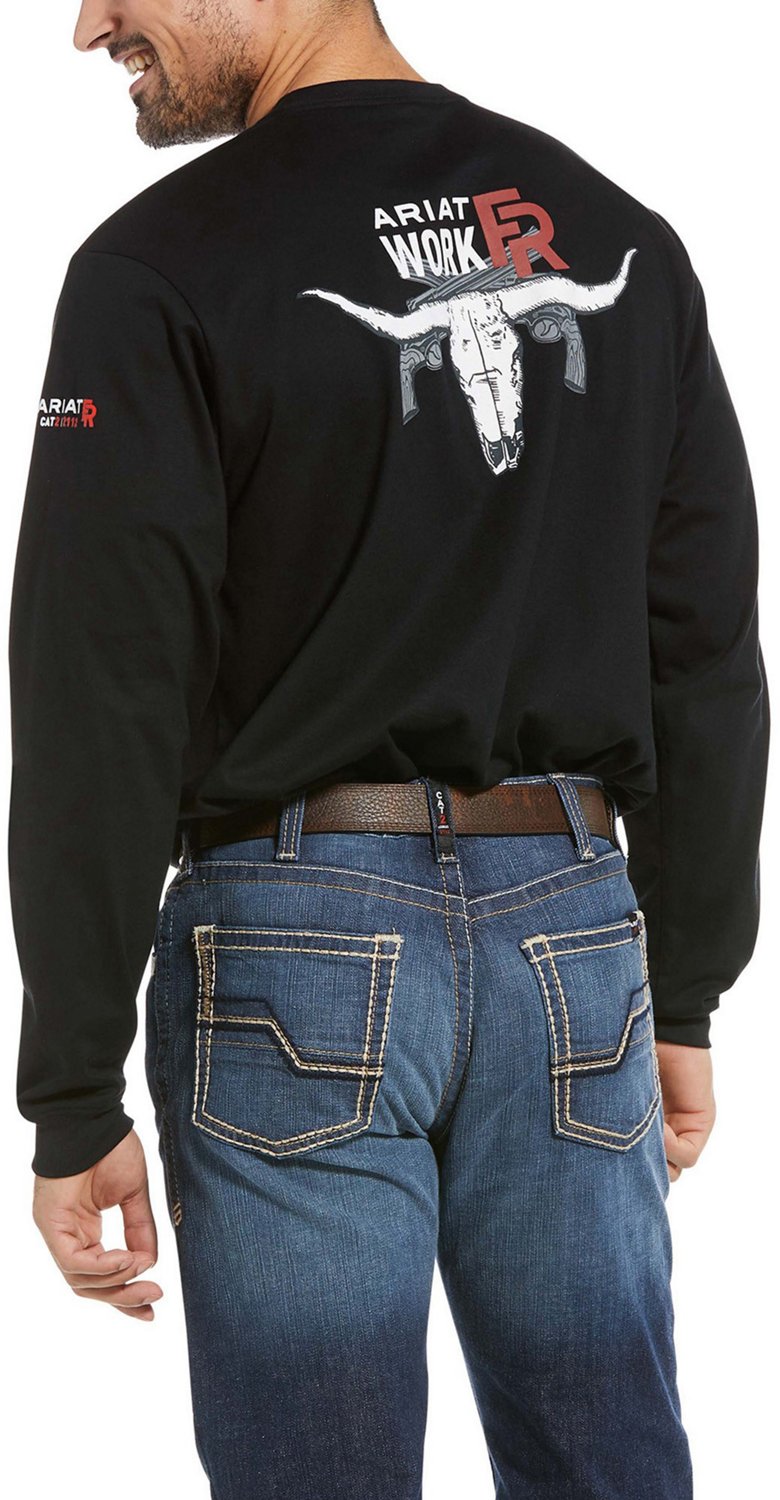 Ariat Men's Flame Resistant Longhorn Graphic Long Sleeve T-shirt - view number 2