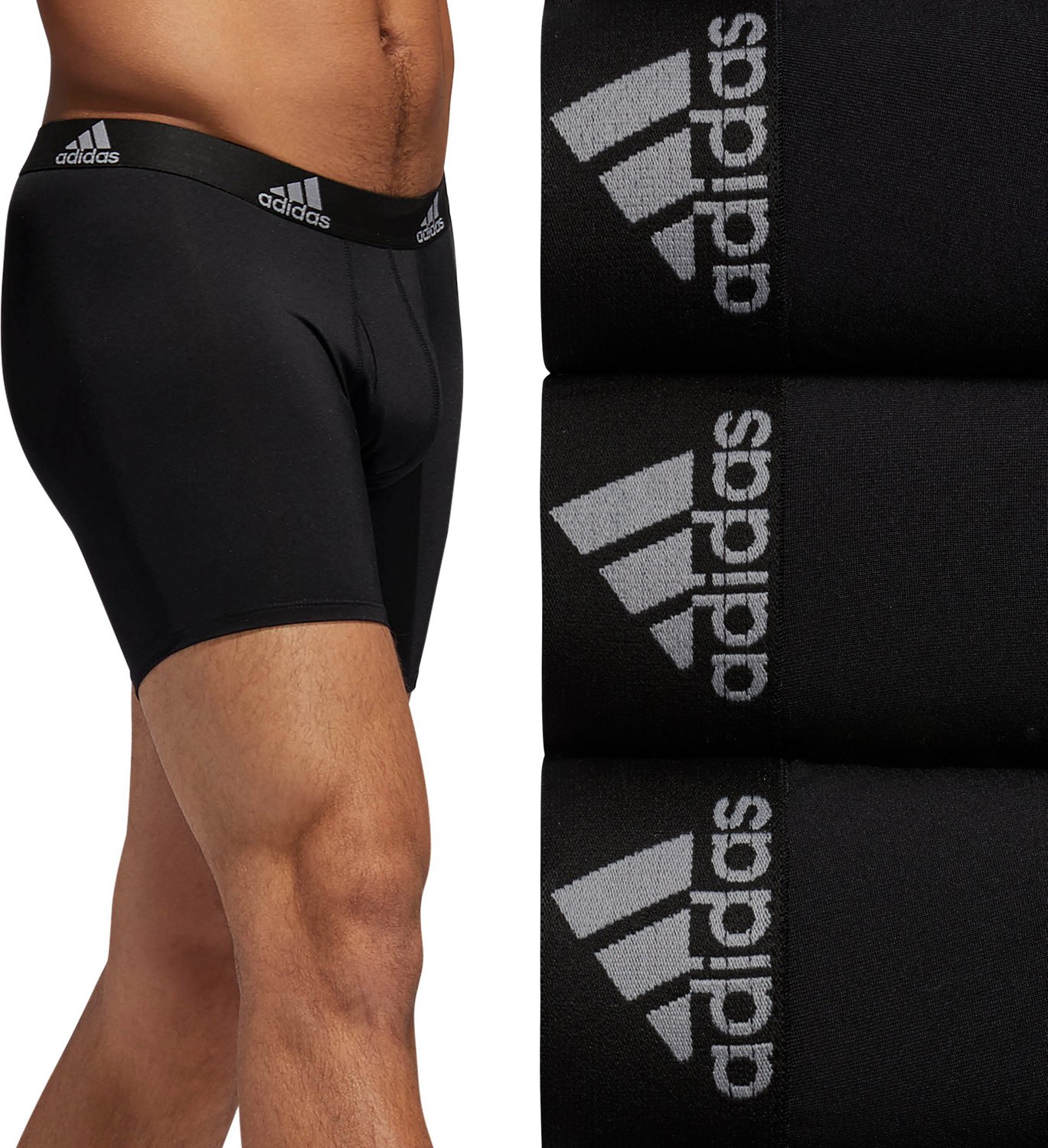 adidas Sport Performance Mesh Boxer Brief Underwear 3-Pack (Black
