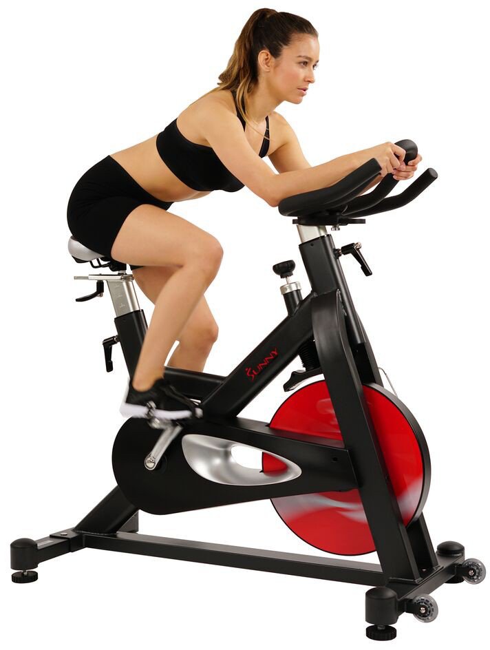 Sunny Health Fitness Evolution Pro Magnetic Belt Drive Indoor Cycling Bike Academy